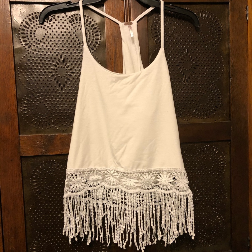 Poof boho festival fringe crop top